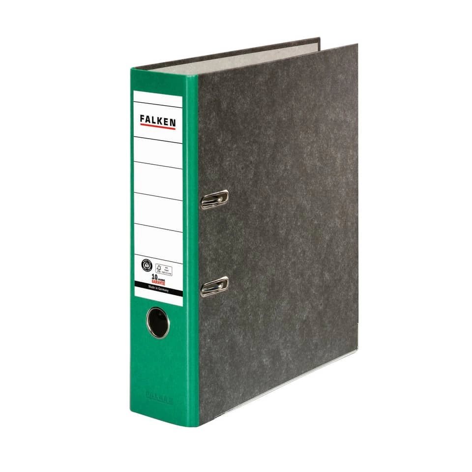 FALKEN Recycling-Wolkenmarmor-Ordner A4, grüner Rücken 80mm
