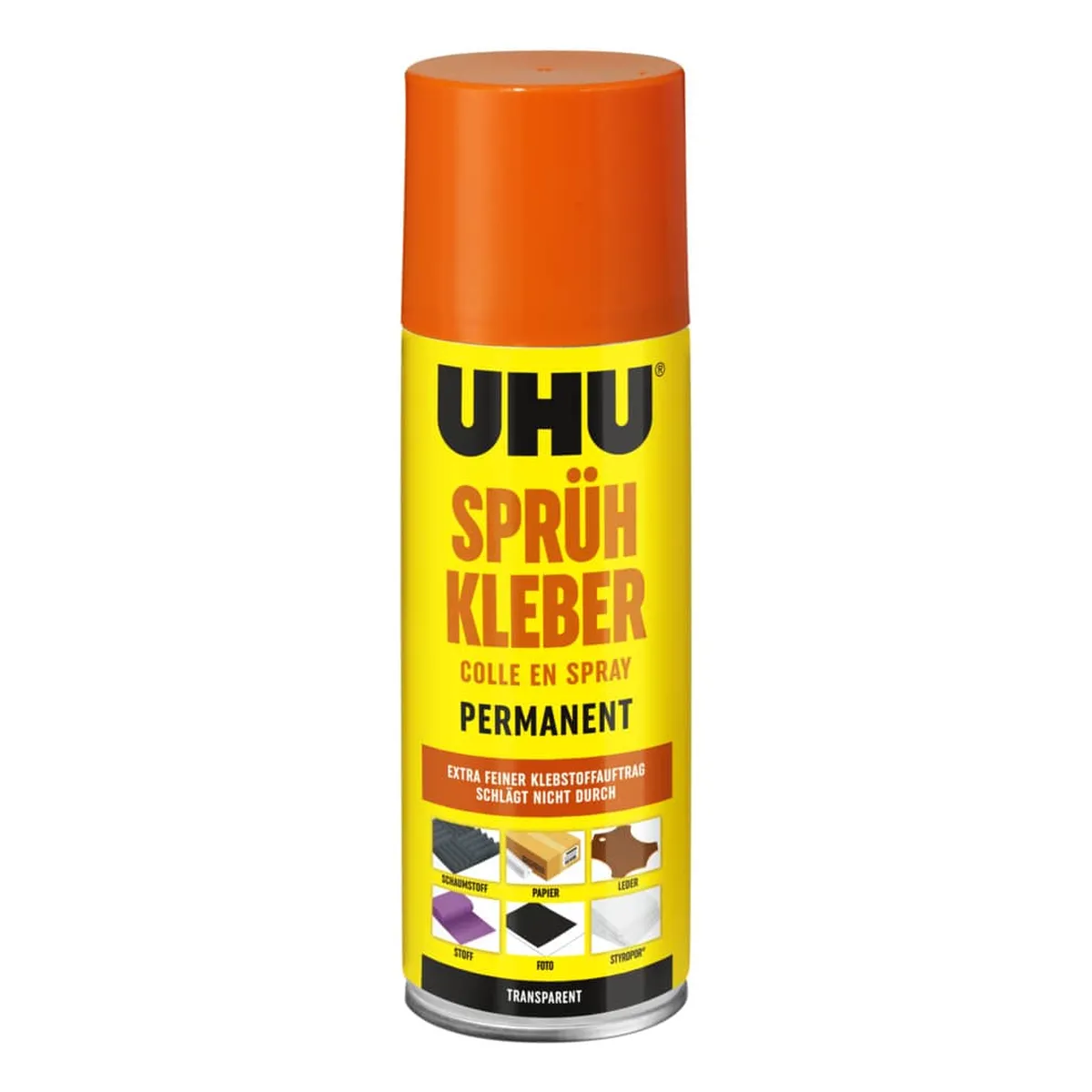 UHU® Sprühkleber, transparent und permanent 200 ml Dose