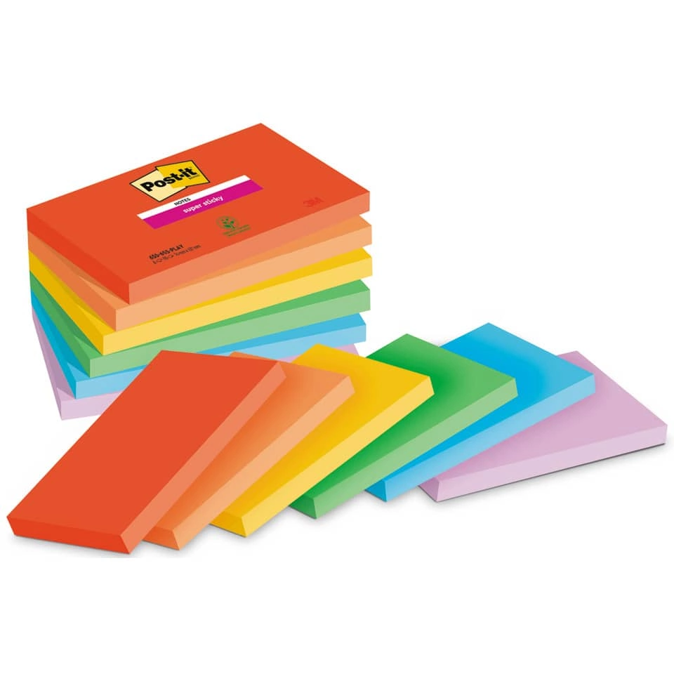 POST-IT Haftnotizblock Playful - 76 x 127 mm, 6x 90 Blatt, sortiert
