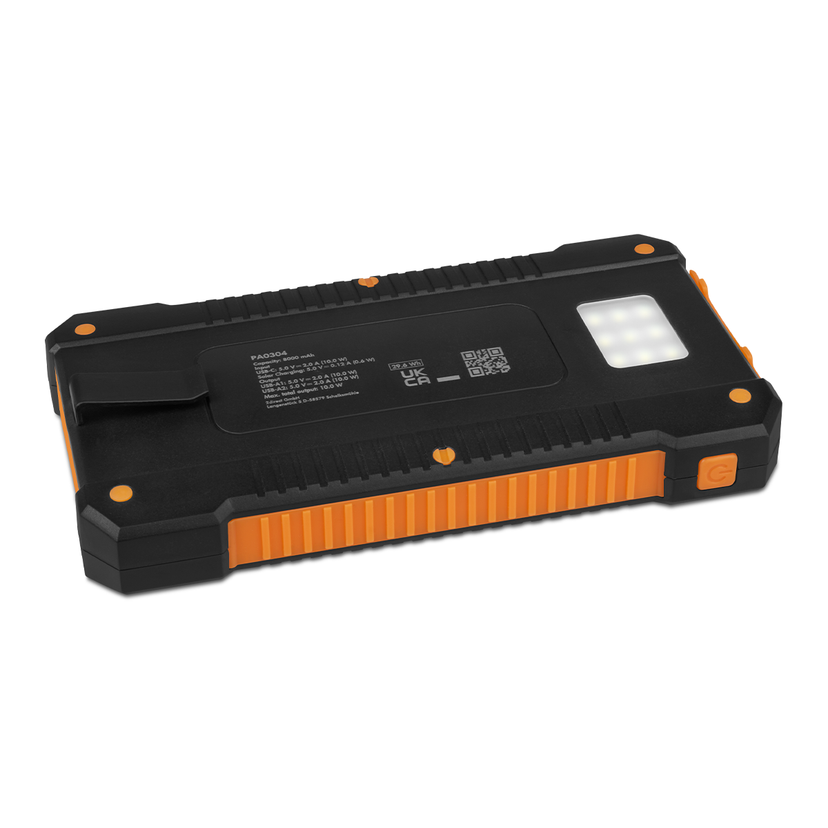 Solar Powerbank 8000 mAh, mit LED-Taschenlampe