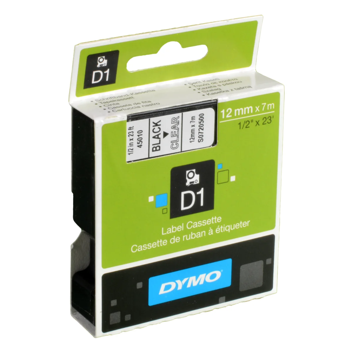 Dymo Label Band D1 45010 (S0720500) schwarz auf klar  12mm x 7m