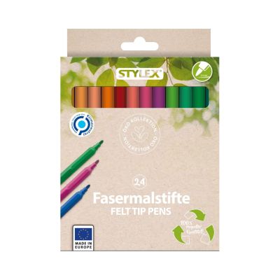 24er Fasermalstifte aus 100 % recyceltem Kunststoff