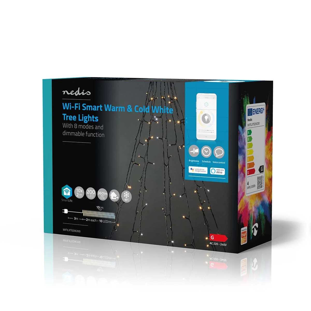 Nedis Smarte LED Tannenbaum-Lichterkette, 200 LEDs Nedis Smarte LED Tannenbaum-Lichterkette, 200 LEDs