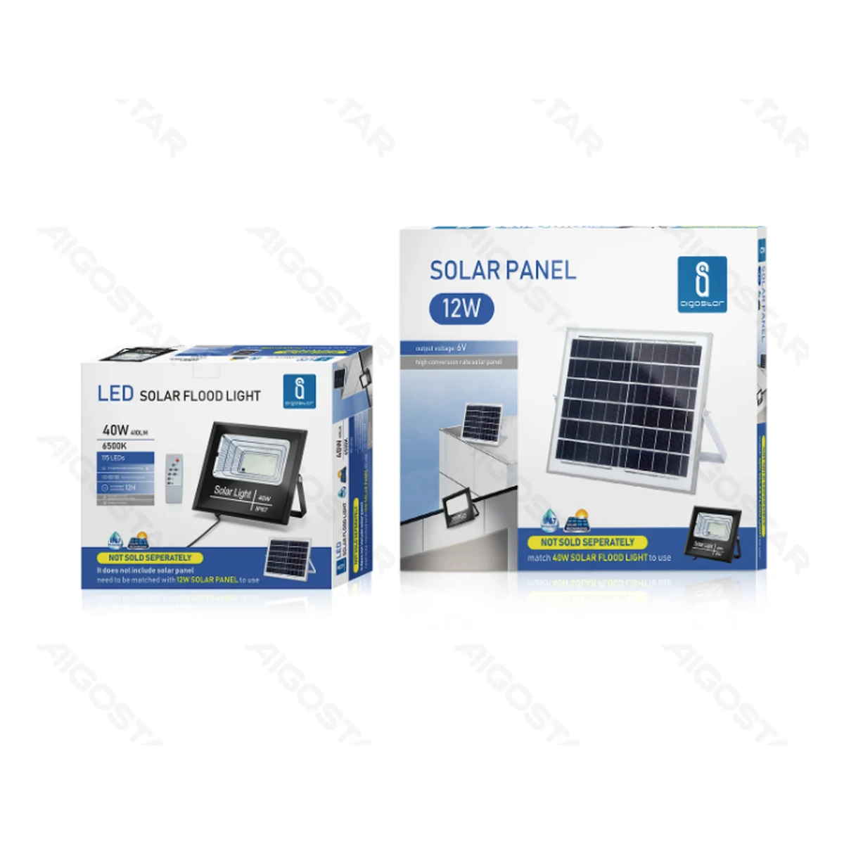 Aigostar LED Solar Flutlicht 40W, kalt-weiß