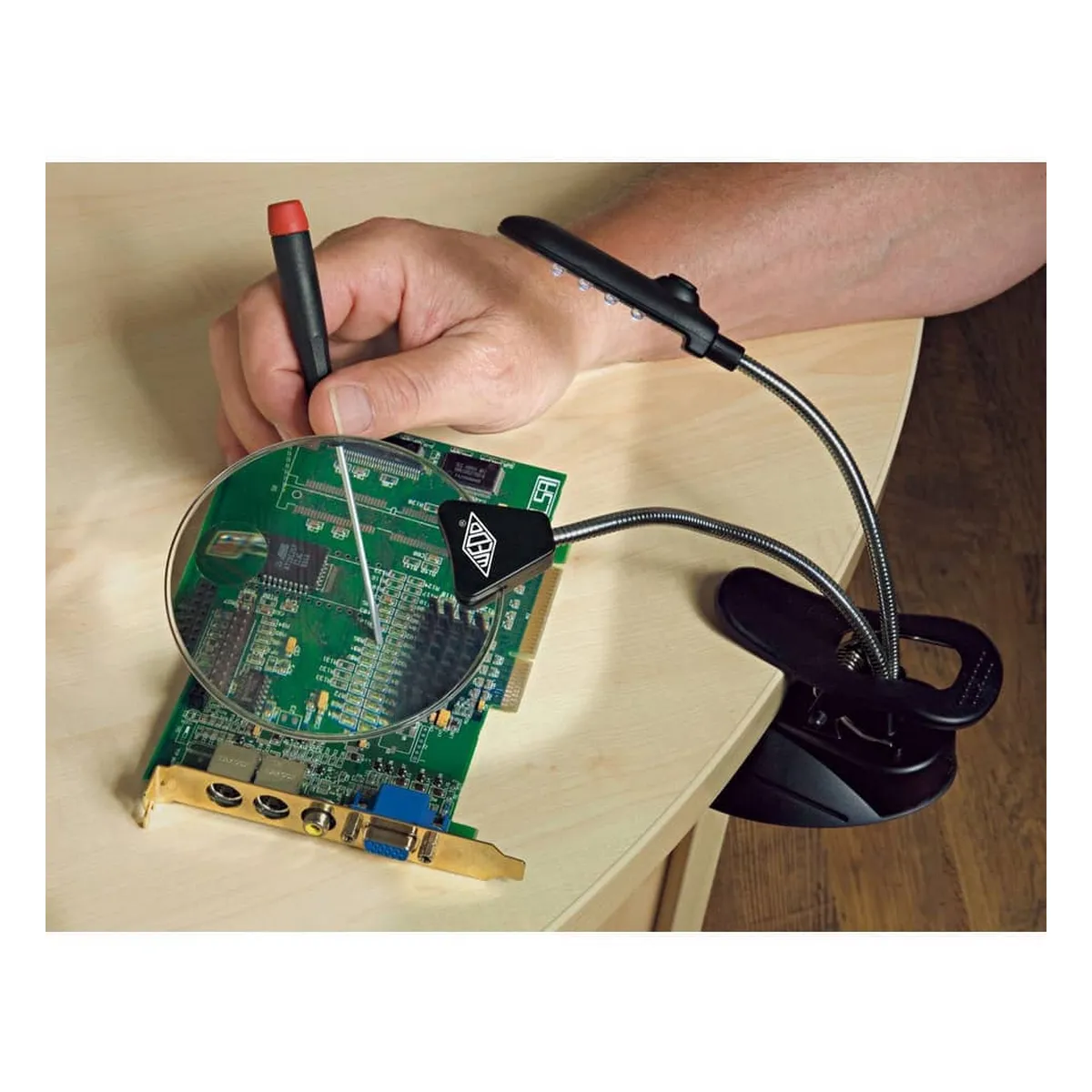 WEDO Tischlupe Ø 10,2 cm mit LED-Licht - 2-/4-fach, schwarz