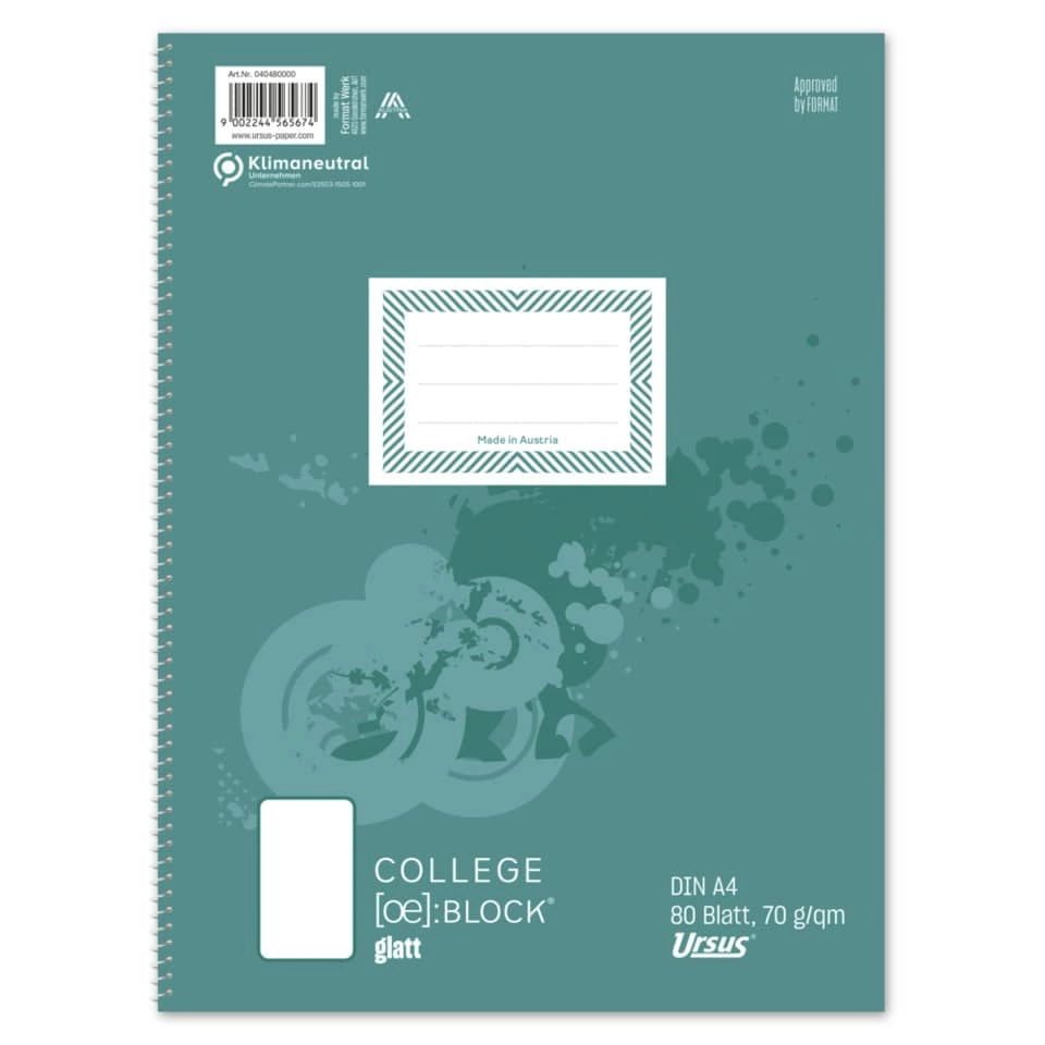 Collegeblock A4 80 Blatt 70g/qm blanko