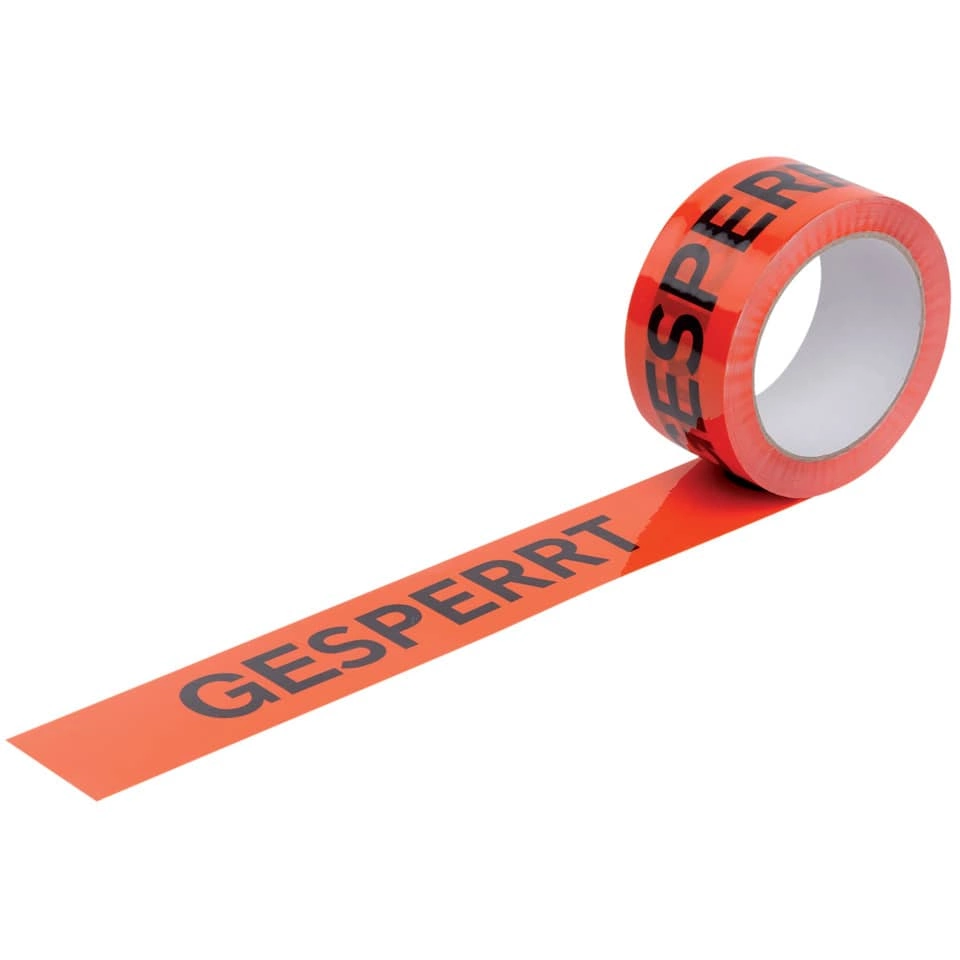 Warnband “GESPERRT“ - orange/schwarz, 50mm x 66m