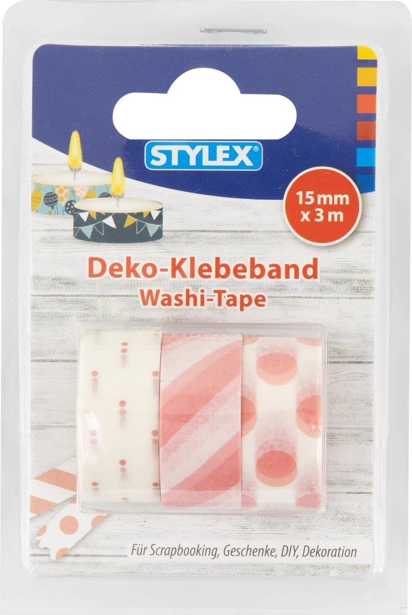 Deko-Klebeband, 3 Rollen, 15 mm x 3 m