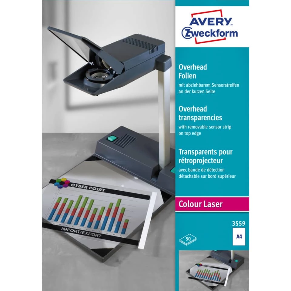 Avery Zweckform Overhead-Folien - A4, spezialbeschichtet, Stärke 0,10 mm, 50 Blatt