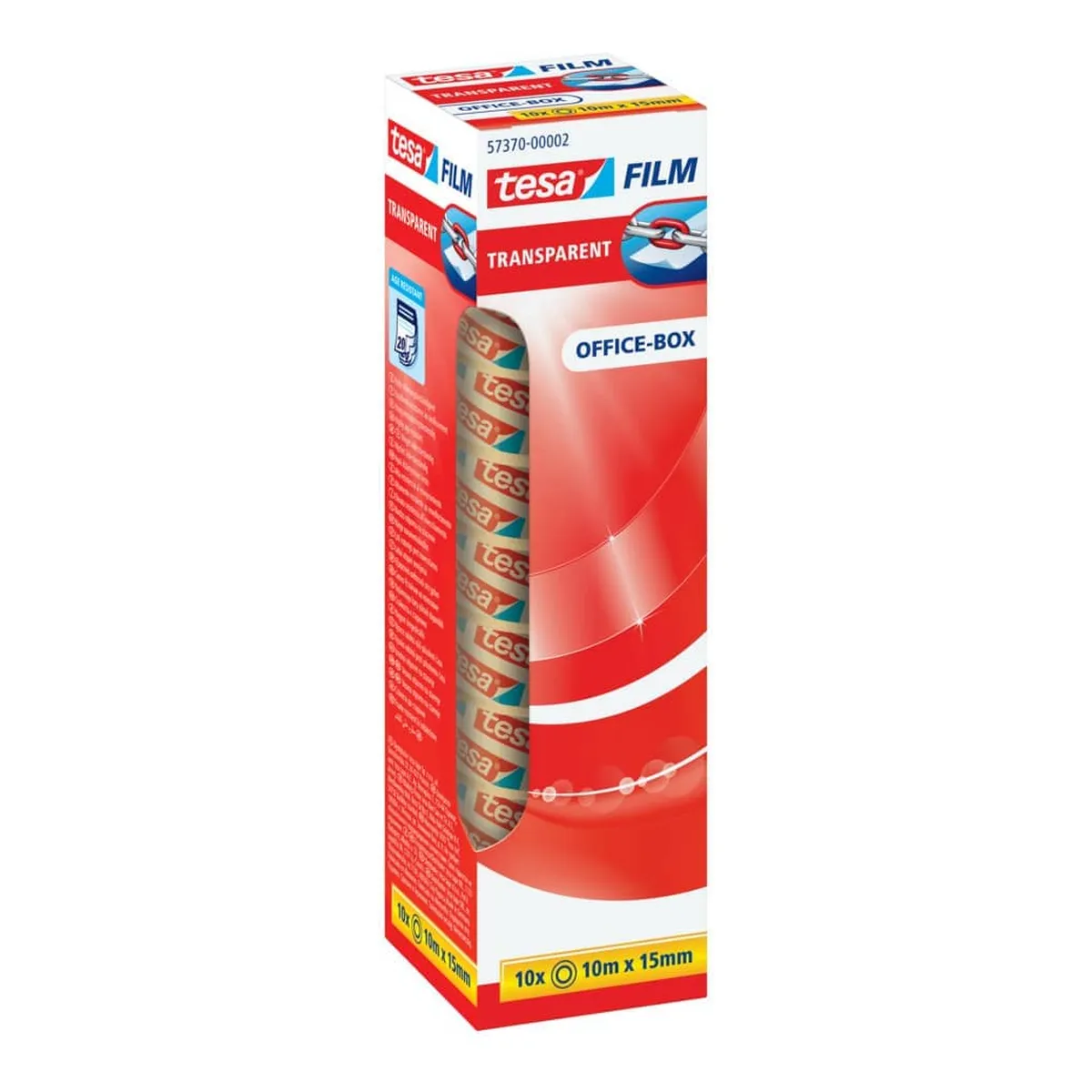 tesa® Klebefilm Office Box - transparent, 15 mm x 10 m, 10 Rollen