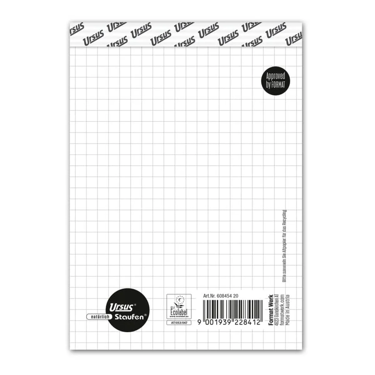 Ursus Basic Notizblock - A6, 48 Blatt, 60 g/qm, kariert