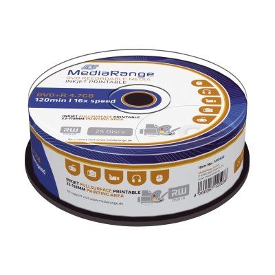DVD+R - 4.7GB/120Min, 16-fach/Spindel, bedruckbar, Packung mit 25 Stück