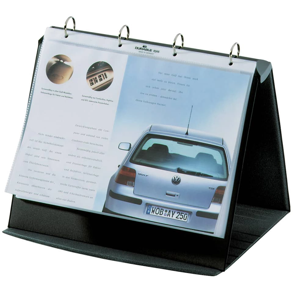 Durable Tischflipchart DURASTAR®, mit 10 PP-Hüllen, A3 quer, 360 x 320 x 450 mm, basalt