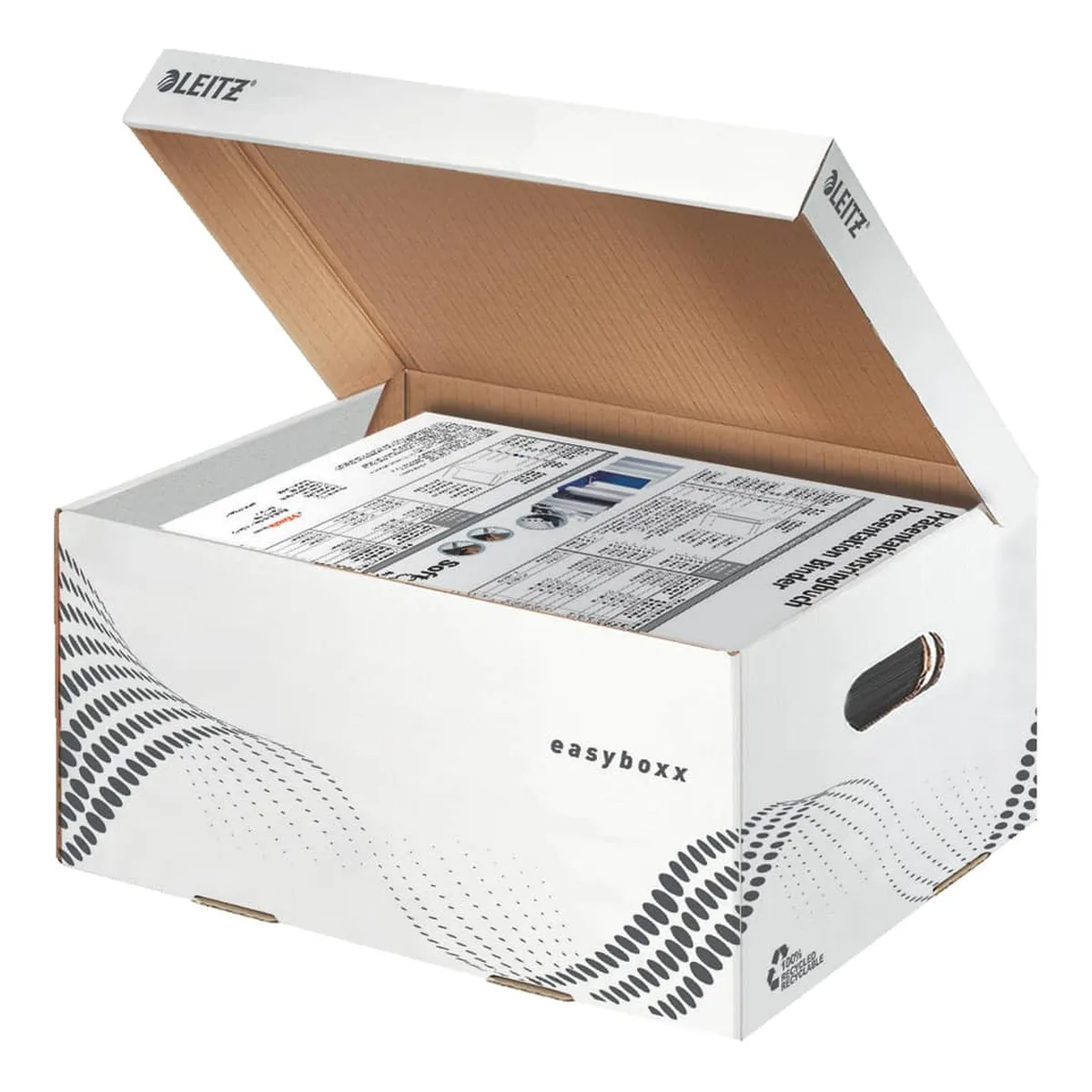 LEITZ Archiv Container easyboxx S - Wellpappe (RC), Tragkraft 10 kg, weiß