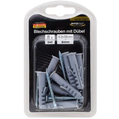Masterproof Blechschrauben mit Dübel, 8 Stück