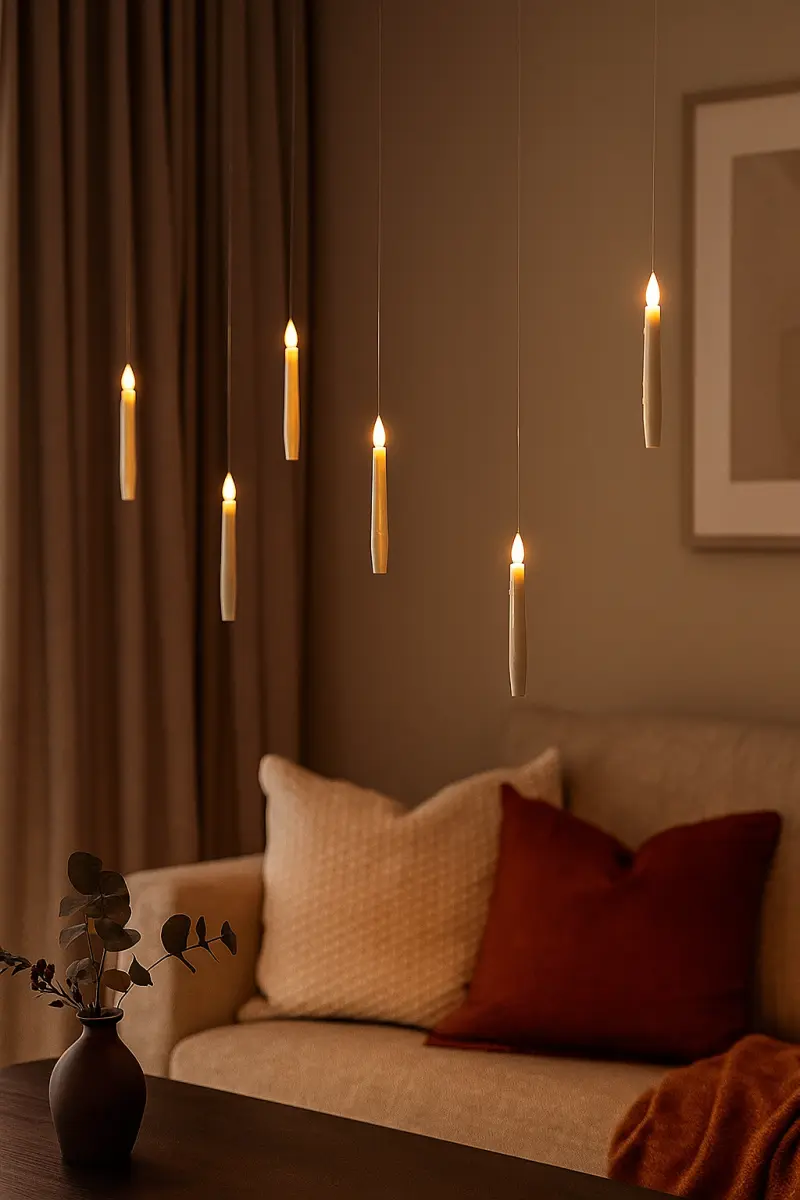 schwebende LED Stabkerzen 10er Set inkl Zauberstab-Fernbedienung