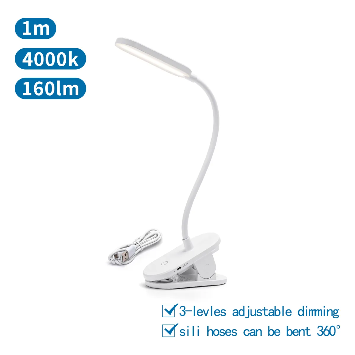 Aigostar LED Lampe mit USB Anschluss, weiß
