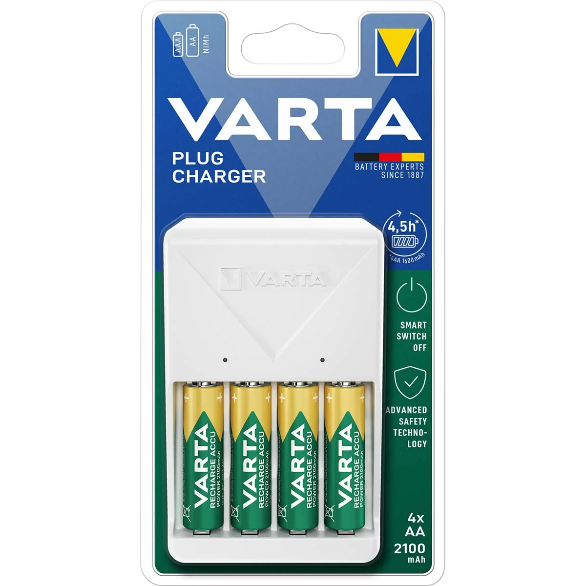 Varta Stecker Ladegerät 4x AA 2100 mAh