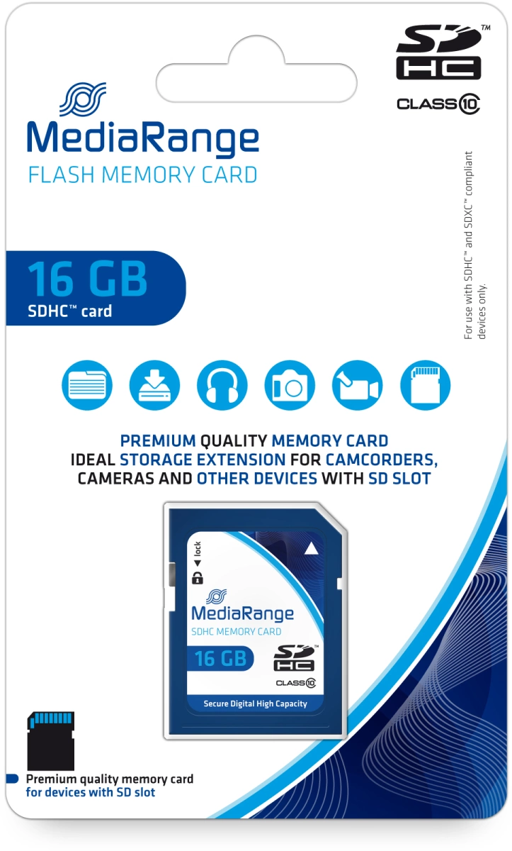 MediaRange SDHC Speicherkarte, Klasse 10, 16GB