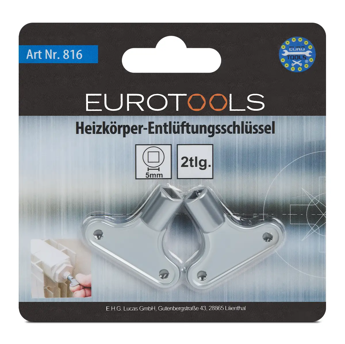 Eurotools Heizkörper-Entlüftungsschlüssel, 2 Stück
