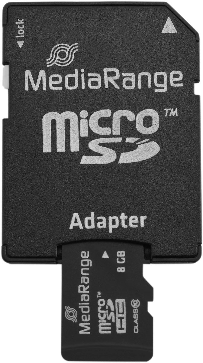 MediaRange Micro SDHC Speicherkarte 8GB Klasse 10 SD-Karten Adapter