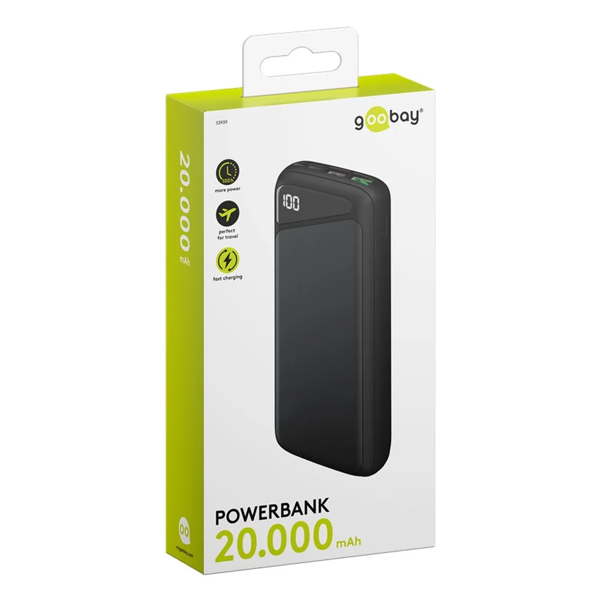Goobay Schnelllade-Powerbank 20.000 mAh (USB-C™ PD, QC 3.0)