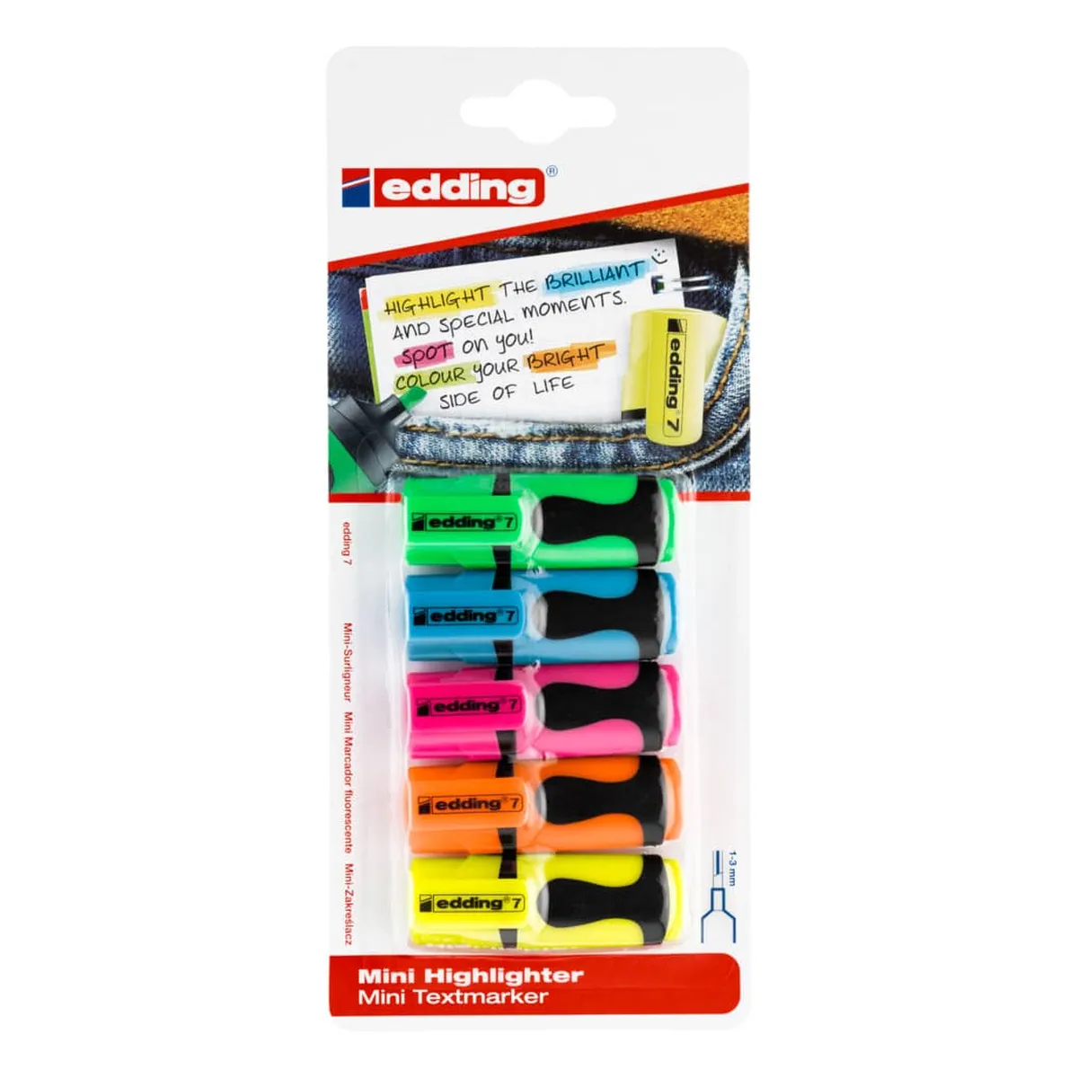 Edding Textmarker mini highlighter - 1-3 mm, sortierte Blisterkarte