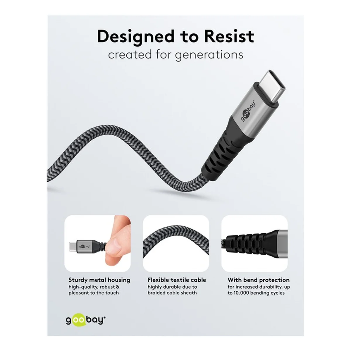 2in1 USB-Textilkabel, spacegrau/silber, 2 m