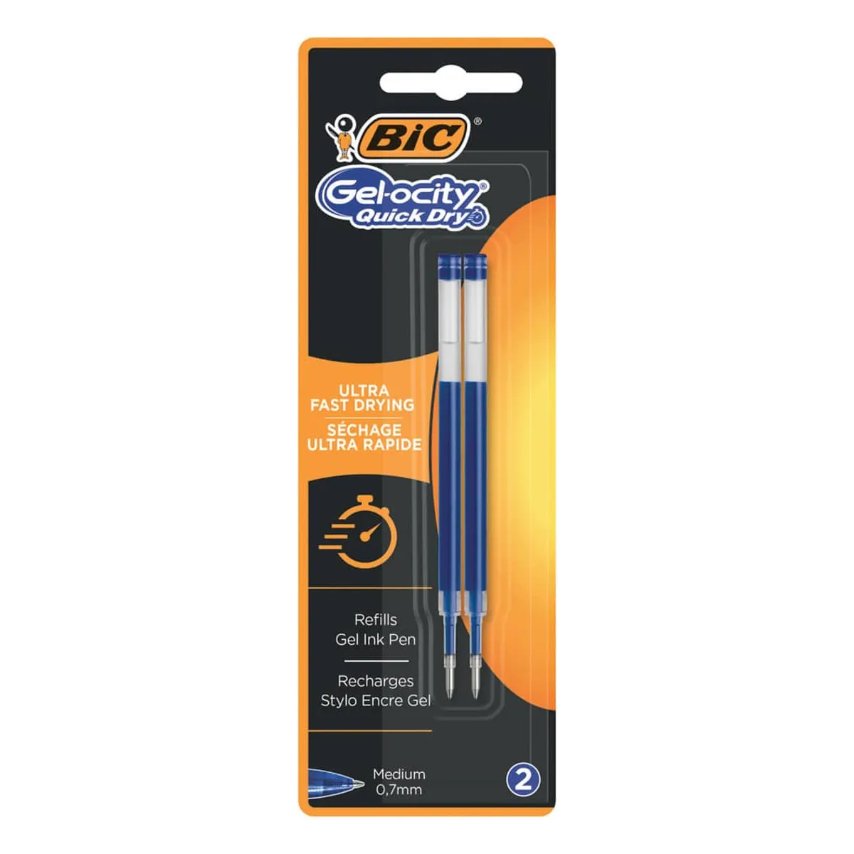 BiC Gelschreibermine Gelocity® QuickDry - 0,7 mm, blau, 2 Stück