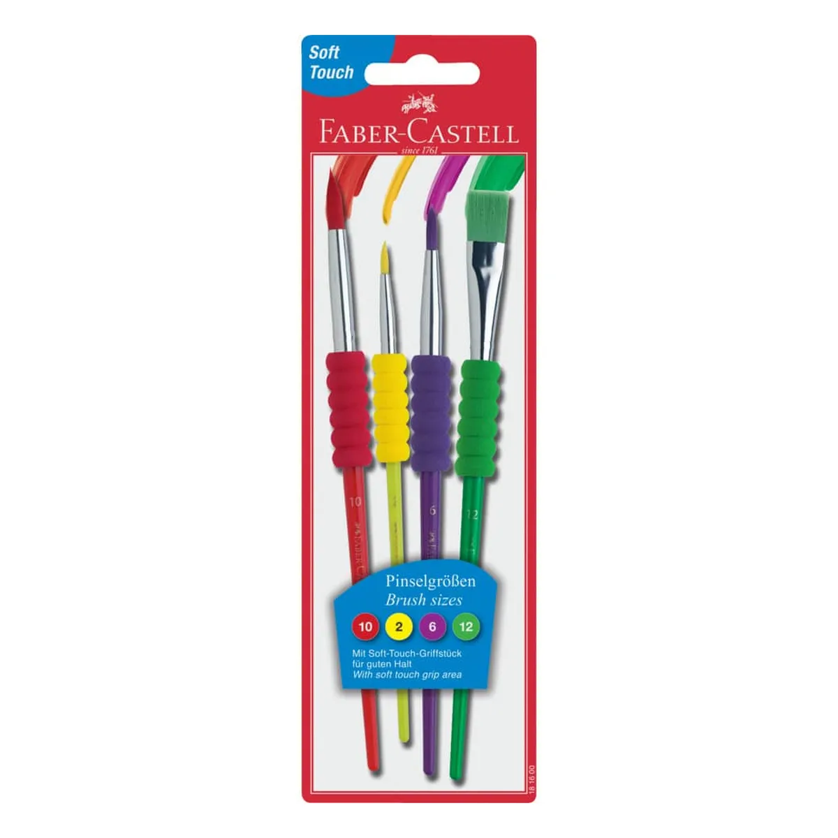 Faber-Castell Schulpinselset - 4 Stück, 10, 2, 6, 12, auf Blisterkarte
