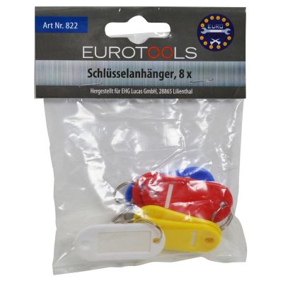 Eurotools Schlüsselanhänger 8-tlg., Farbsortiert