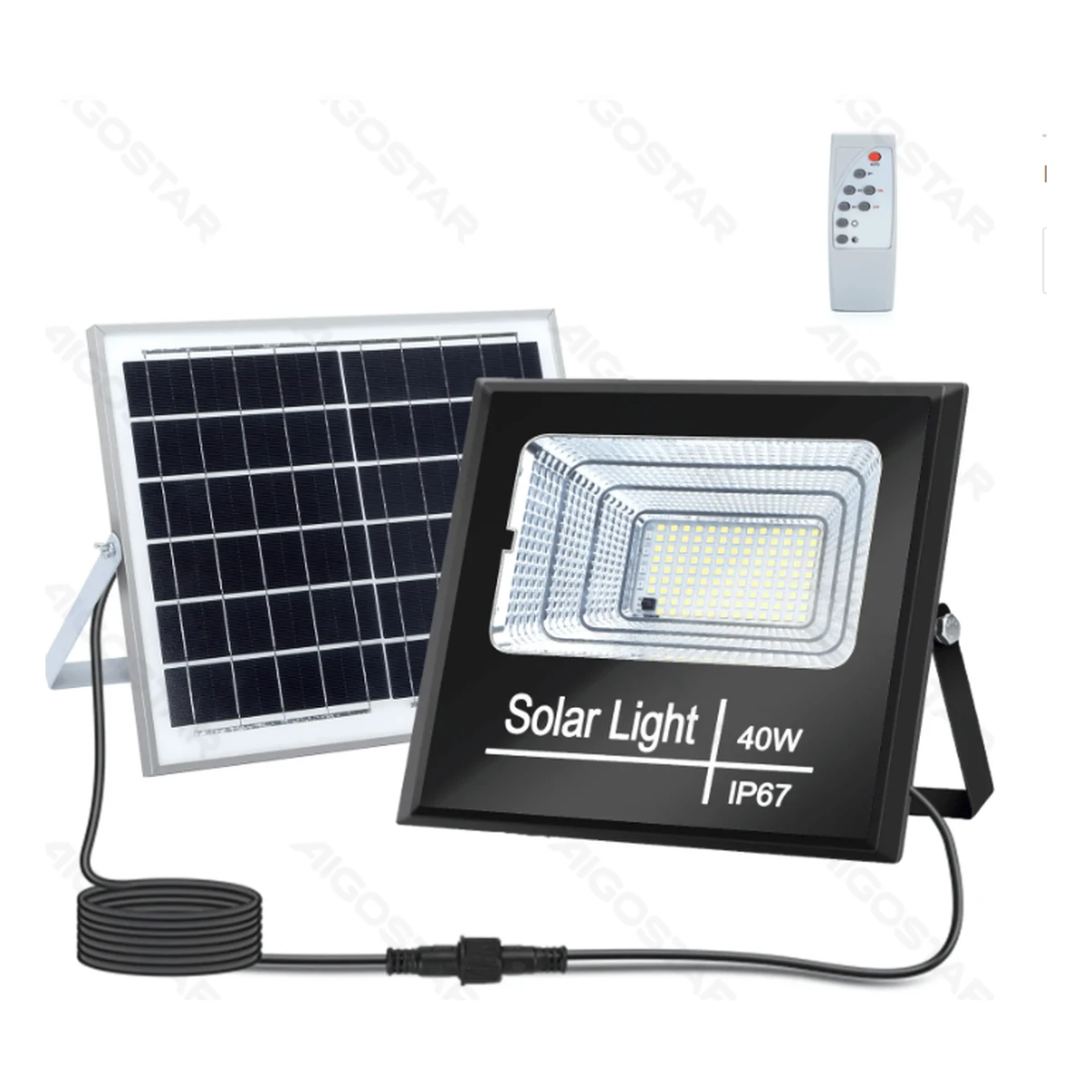 Aigostar LED Solar Flutlicht 40W, kalt-weiß