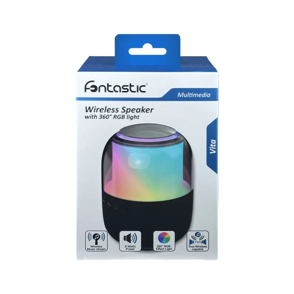 Fontastic Drahtloser Lautsprecher, 8Watt, 360-Grad-LED-Licht