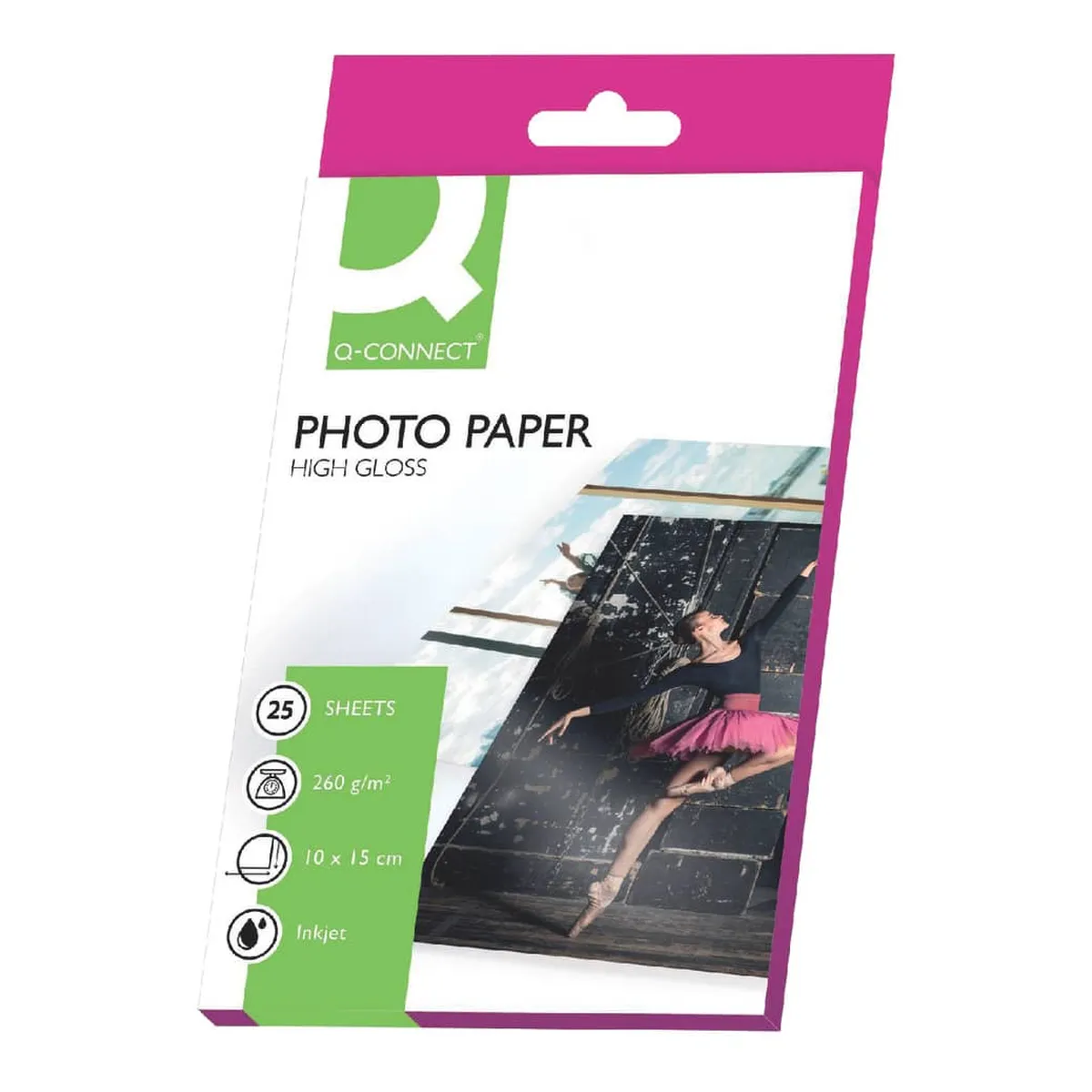 Q-Connect Inkjet-Photopapiere - 10x15 cm, hochglänzend, 260 g/qm, 25 Blatt