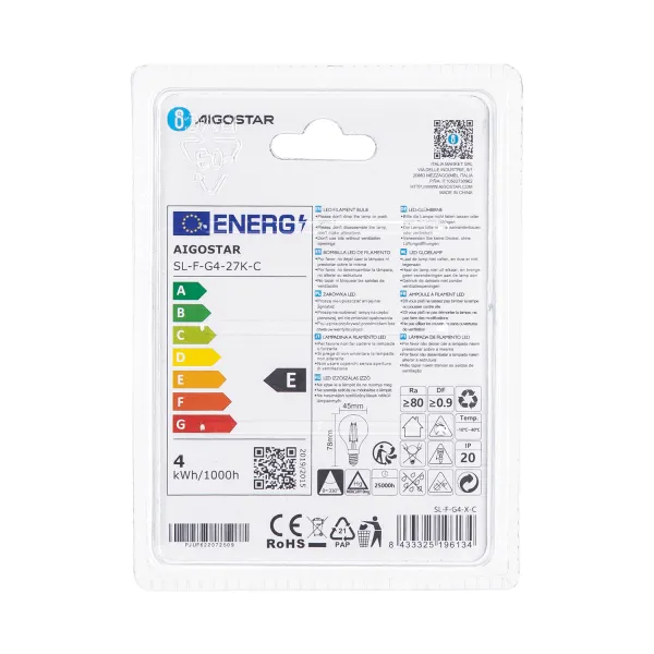 Aigostar LED FILAMENT 'Classic', 4W, E14