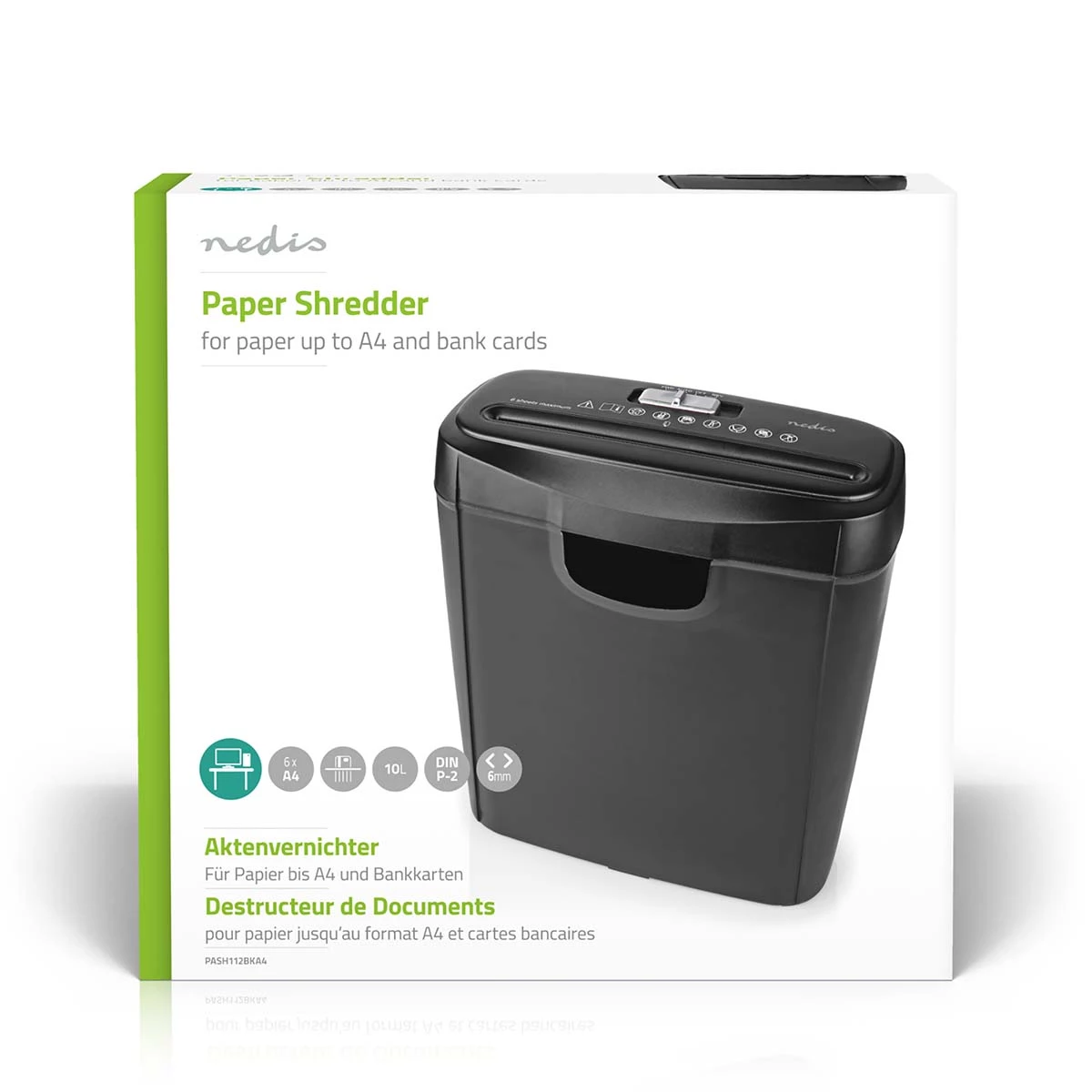 Nedis Aktenvernichter 10 Liter schwarz