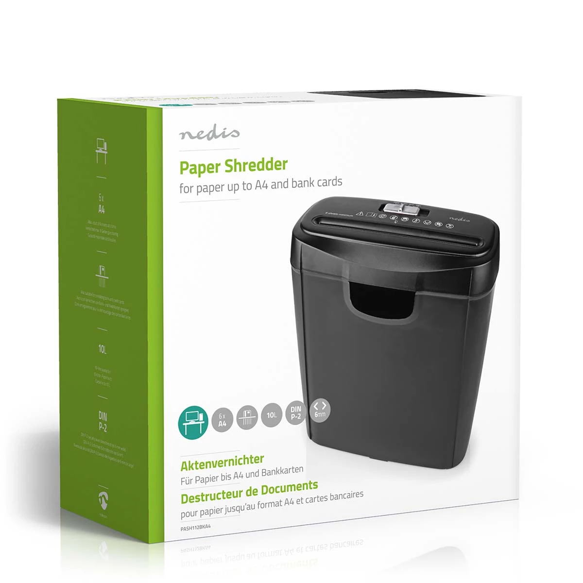 Nedis Aktenvernichter 10 Liter schwarz