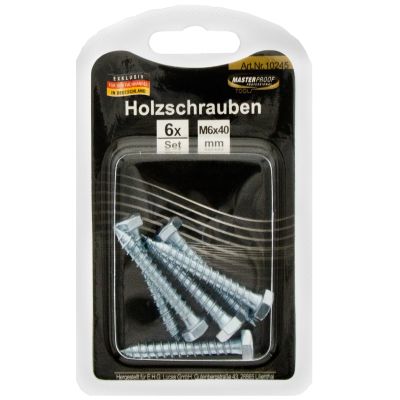Masterproof Holzschrauben M6x40mm, 6 Stück
