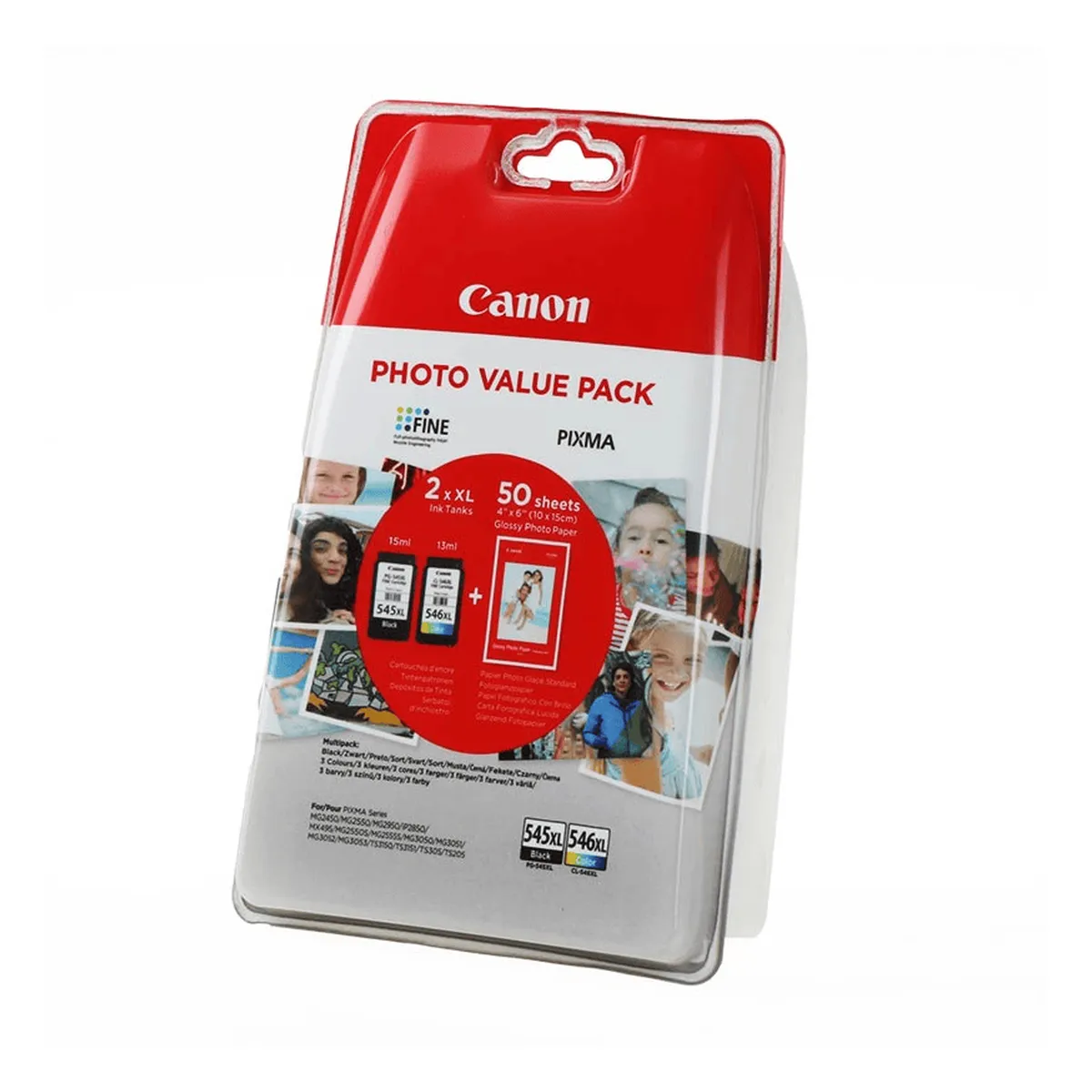 Druckerpatronen ValuePack Canon PG-545XL+CL-546XL schwarz 15 ml | 400 Seiten + farbig 13 ml | 300 Seiten + Fotoglanzpapier 10x15 50 Blatt (8286B006, 8286B011)