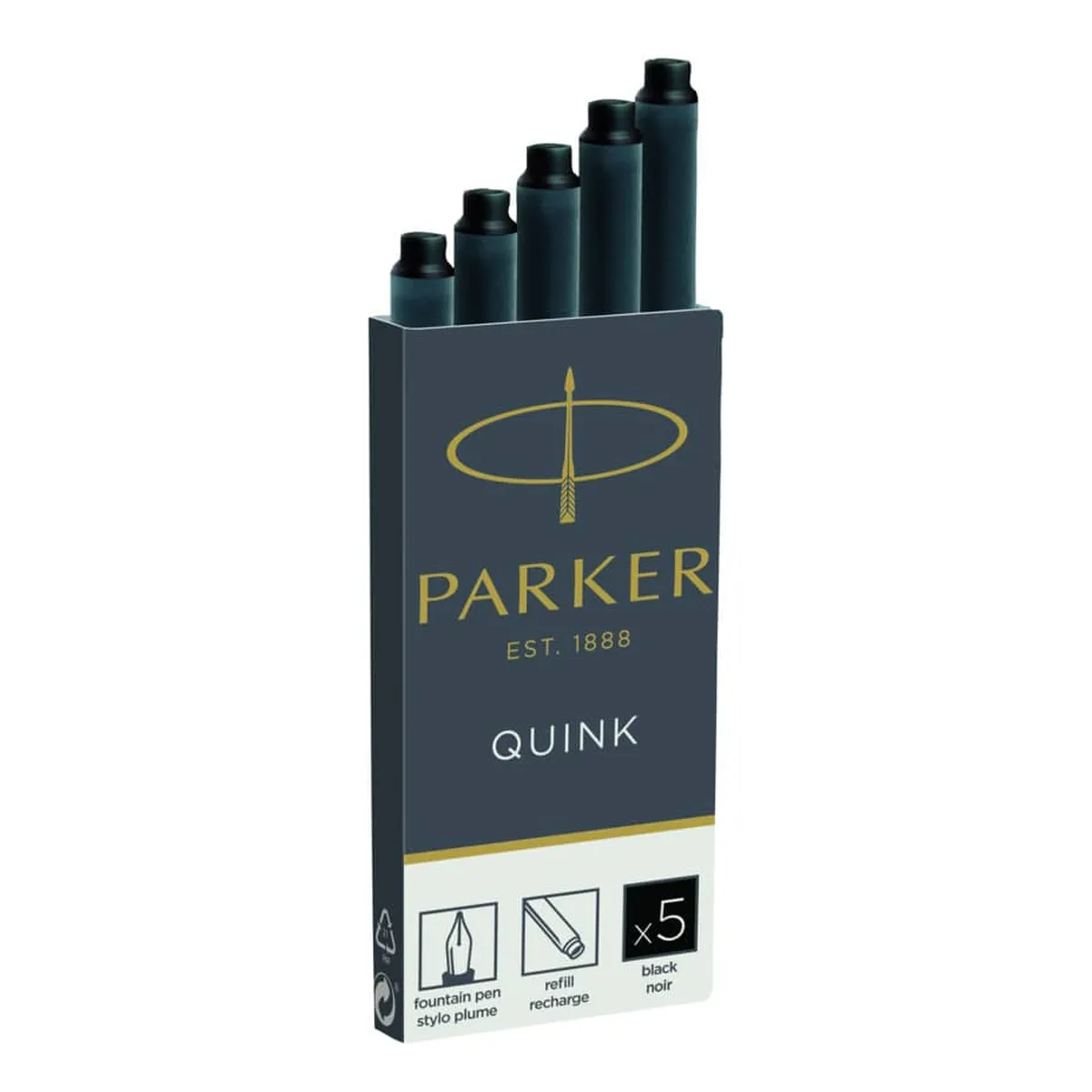 Parker Tintenpatrone Quink - schwarz, 5 Patronen