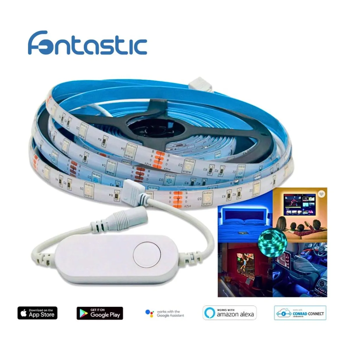 FontaHome WLAN-LED-Leuchtstreifen 3m Dimmbar, Vollfarbig