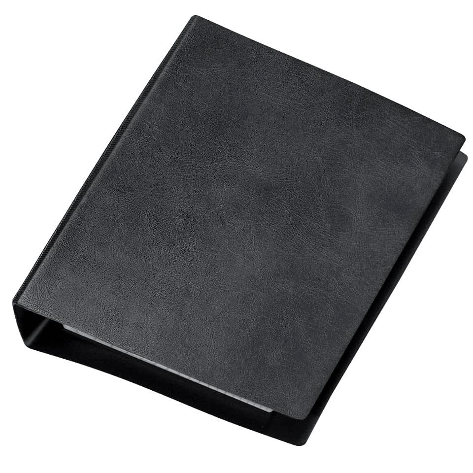 Veloflex Taschenringbuch Special, schwarz, DIN A6, Ledernarbung, 4-Rund-Ring-Mechanik 13mm