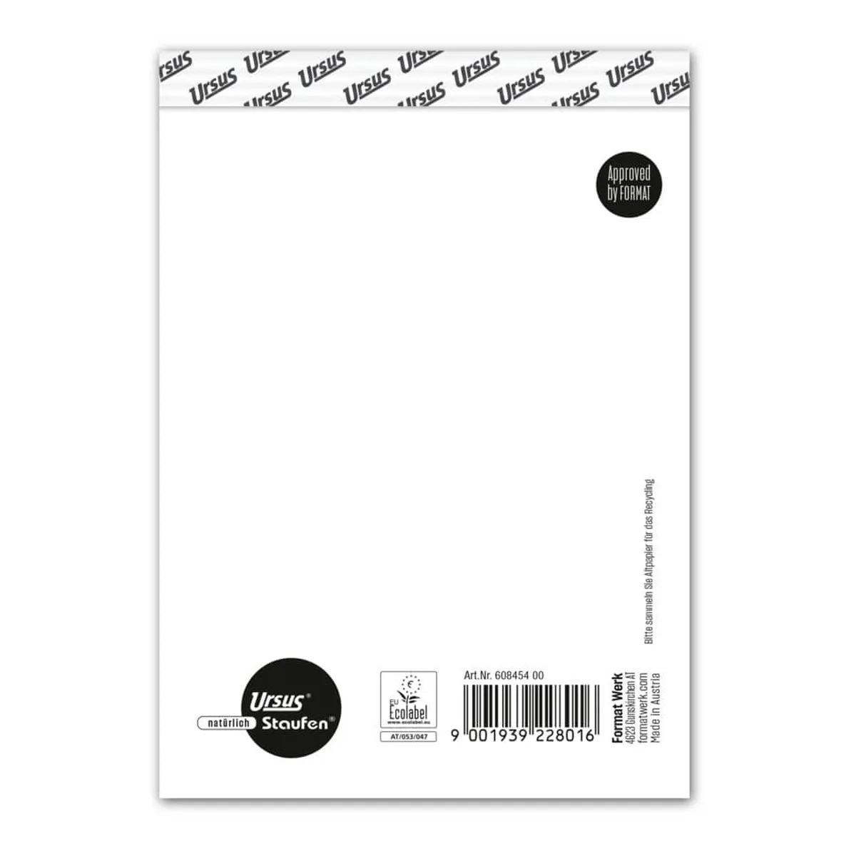 Ursus Basic Notizblock - A6, 48 Blatt, 60 g/qm, blanko