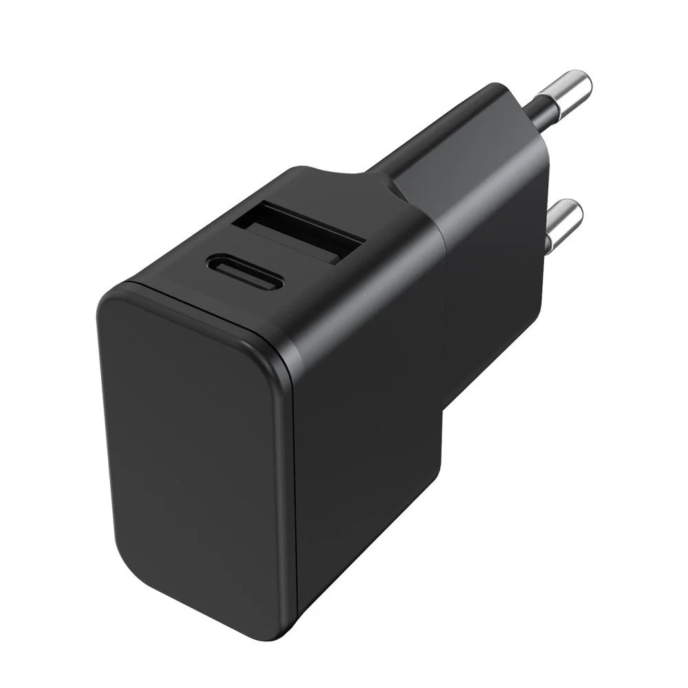Fontastic Universal Netzteil Dubi, 1x USB-A + 1x Typ-C, 2,4A | 5V / 2.4A, kompaktes Design, schwarz