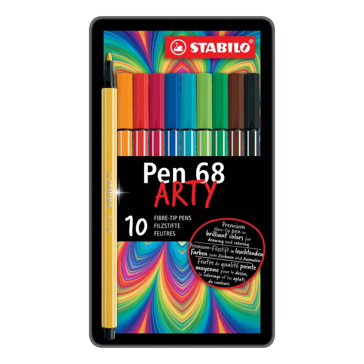 STABILO® Premium-Filzstift - Pen 68 - 10er Metalletui - mit 10 verschieden Farben