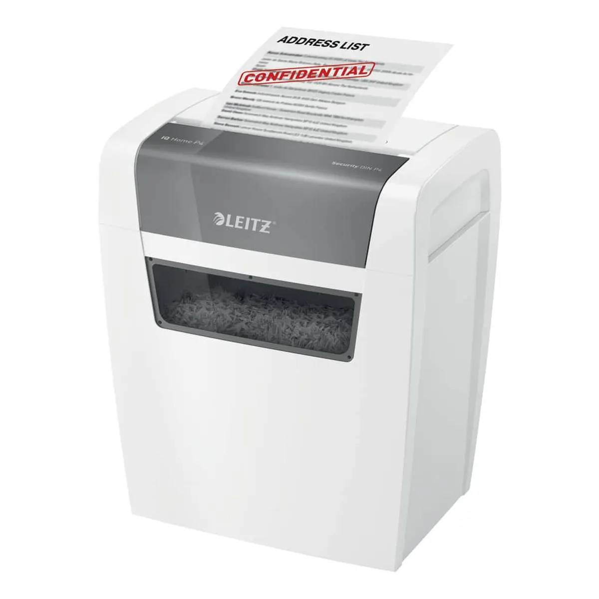 LEITZ Aktenvernichter IQ Home - Partikelschnitt P4, 6 Blatt, weiß
