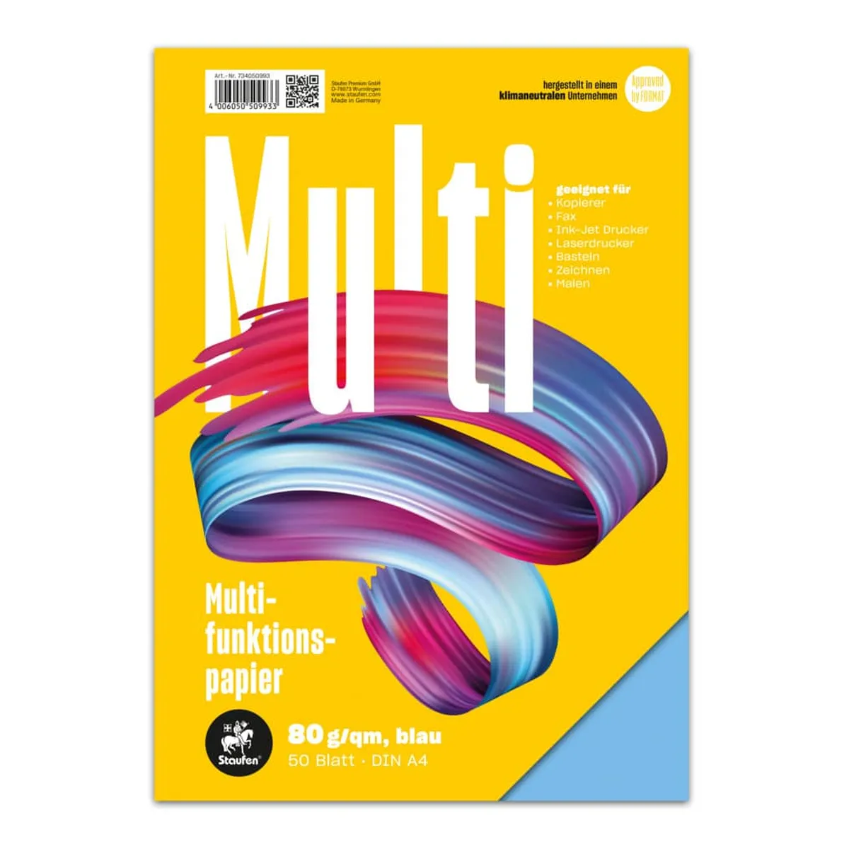 Staufen Multifunktionspapier 7X PLUS - A4, 80 g/qm, blau, 50 Blatt