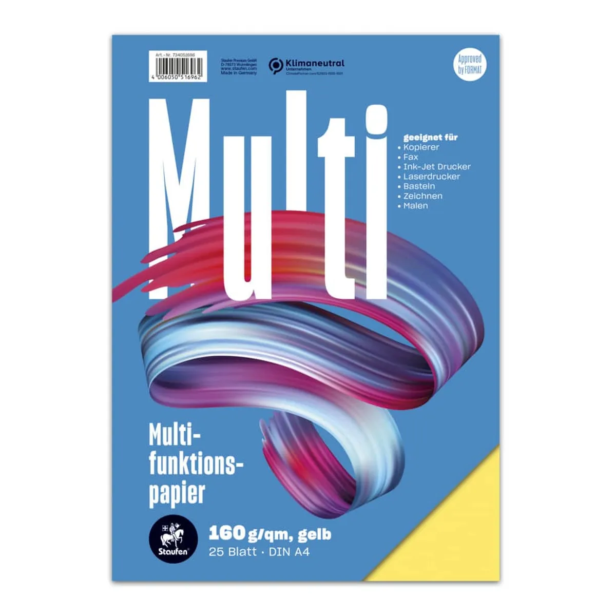 Staufen Multifunktionspapier 7X PLUS - A4, 160 g/qm, gelb, 25 Blatt