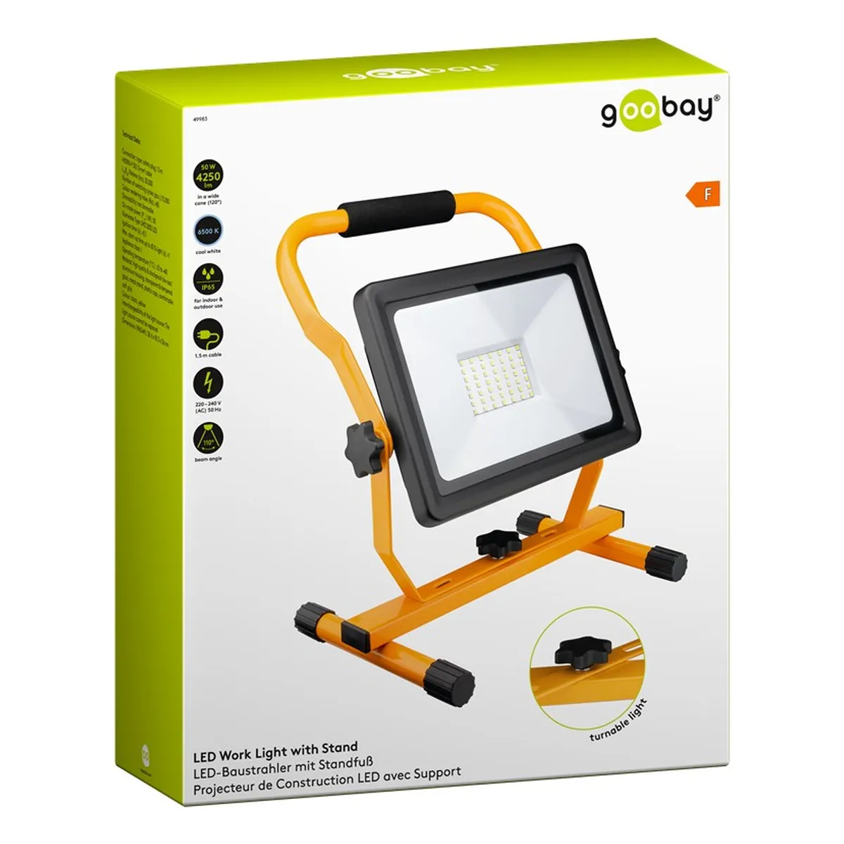 Goobay LED-Baustrahler mit Standfuß, 50 W