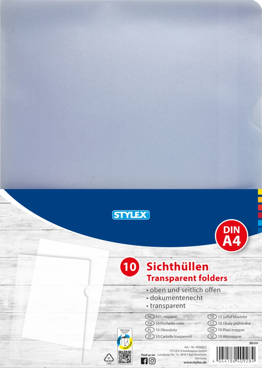 Stylex Sichthüllen, DIN A4, 10er Beutel